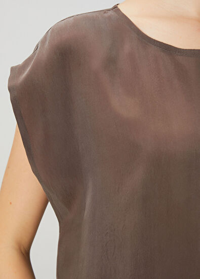 Beymen Club Kahverengi Düğüm Detaylı Cupro Bluz - 6