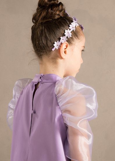 AMILLE Miss Chic Lila Organze Kollu Dik Yakalı Kız Çocuk Elbise - 3