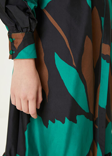 Beymen Club Yeşil Desenli Midi Gömlek Elbise - 6