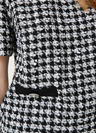 Beymen Club Siyah Beyaz Desenli Tweed Bluz - 5