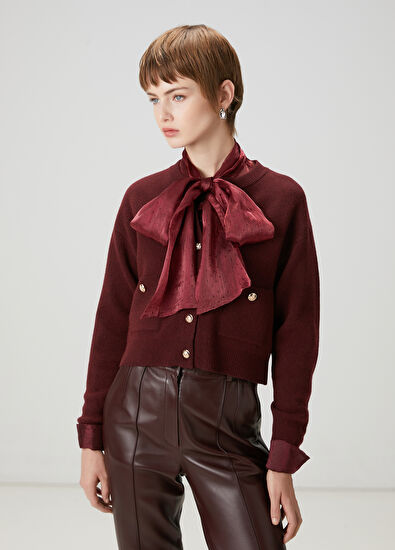 Beymen Club Burgundy Wool Cardigan - 3