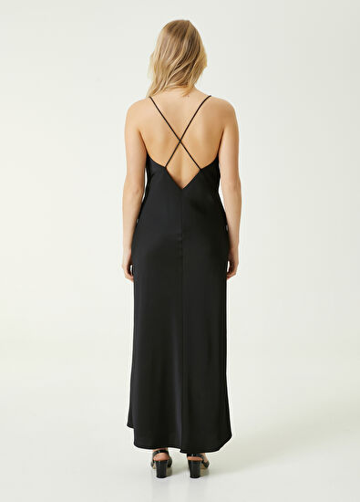 Beymen Club Siyah Sırt Dekolteli Maksi Abiye Saten Elbise - 6