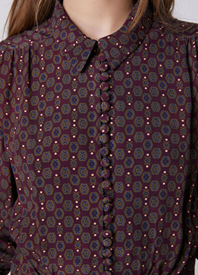Beymen Club Plum Patterned Maxi Shirt Dress - 6