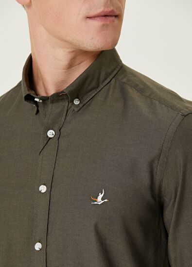 Beymen Club Slim Fit Haki Oxford Gömlek - 6