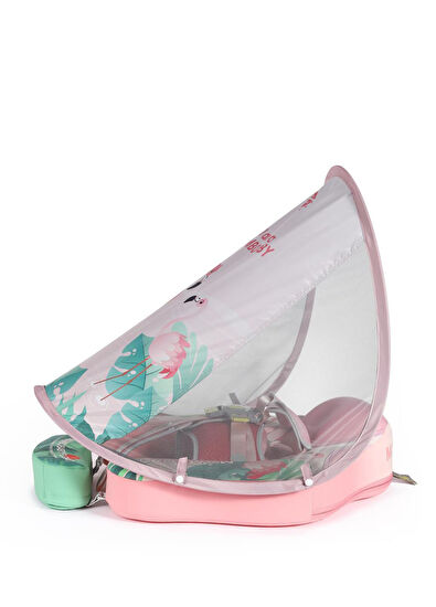 Mambobaby Pembe Flamingo Emniyetli Gölgelikli ve Ayak Destekli Bebek Yüzme Simidi - 5