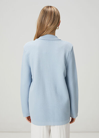 Beymen Club Light Blue Ottoman Textured Knit Jacket - 4