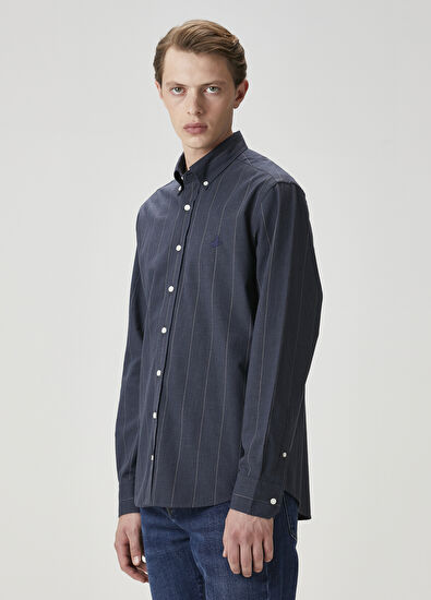 Beymen Club Comfort Fit Lacivert Çizgi Desenli Gömlek - 5
