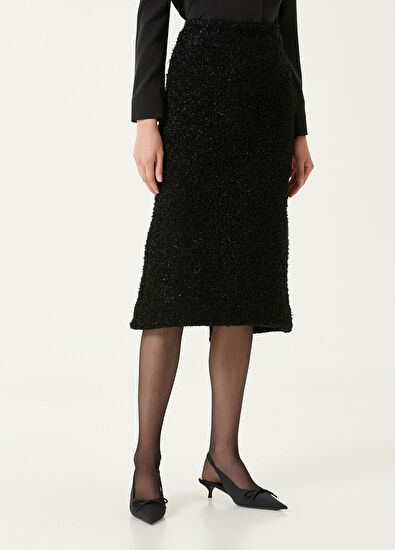 Balenciaga Siyah Tüvit Dokulu Midi Etek - 3