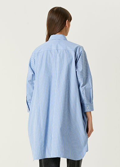 Jil Sander Oversize Mavi Çizgili Gömlek - 5