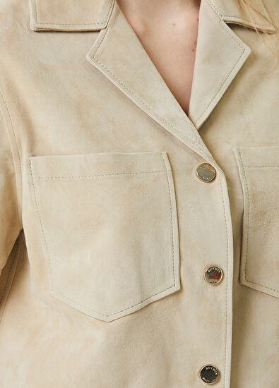 Beymen Club Bej Crop Süet Gömlek - 5