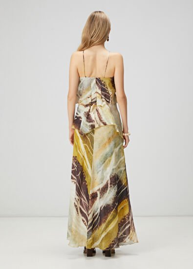 Beymen Club Neon Sarı Soyut Desenli Uzun Abiye Elbise - 6