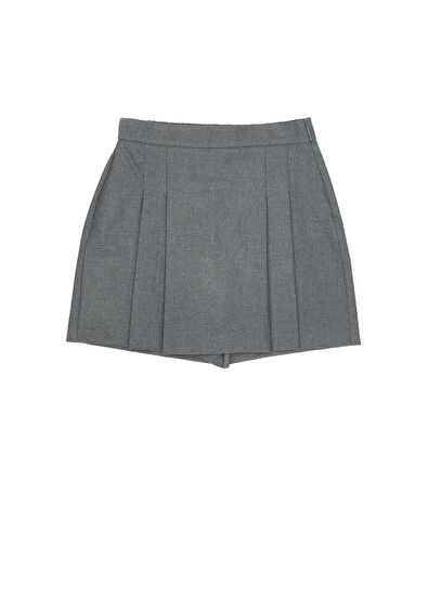 Beymen Club Grey Pleated Mini Shorts Skirt - 7