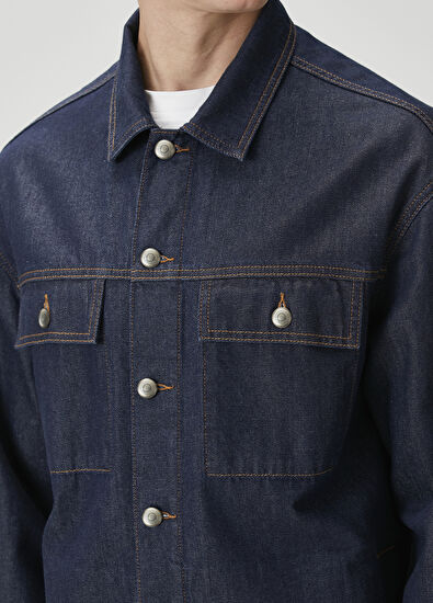 Beymen Club Indigo Contrast Stitched Oversized Denim Jacket - 6