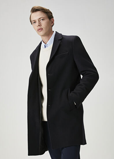 Beymen Club Lacivert İtalyan Yün Kaşe Palto - 3