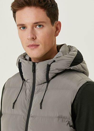 Beymen Club Gri Kapüşonlu Puff Yelek - 6