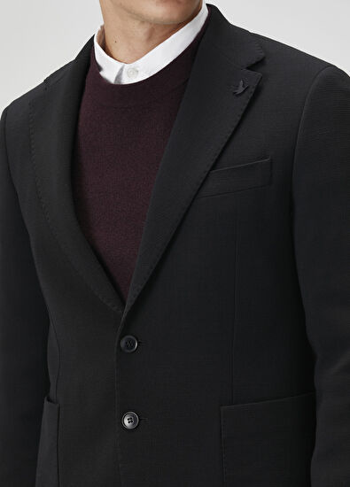 Beymen Club Black Crinckle Textured Wool Jacket - 5