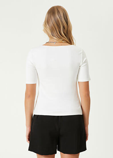 Beymen Club Beyaz Kare Yaka T-shirt - 6