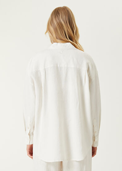 Beymen Club Beyaz Oversize Keten Gömlek - 6