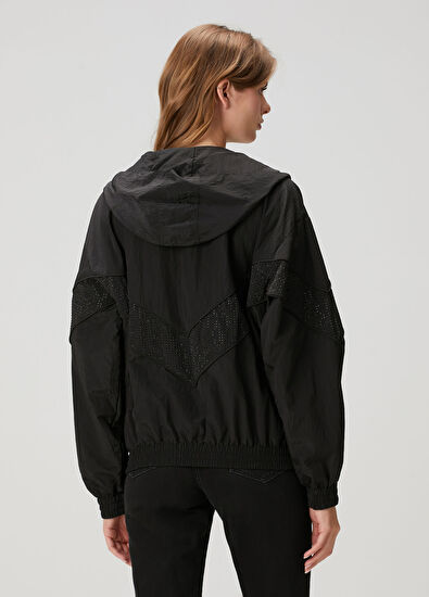 Siyah Kristal Taşlı Yağmurluk - Görsel 5