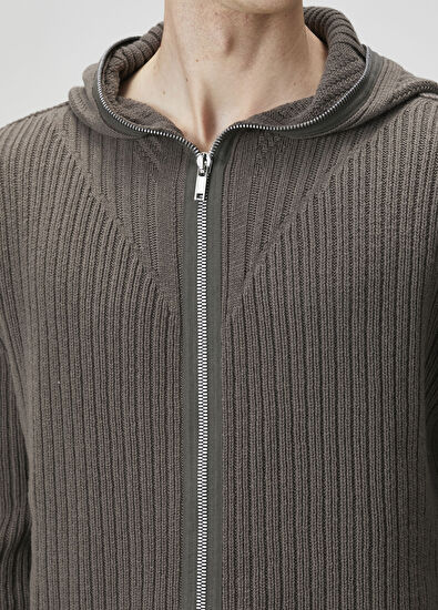 Rick Owens Anthracite Hood Wool Knit Cardigan - 5