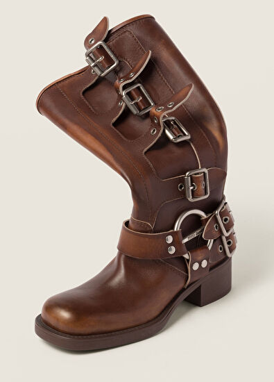 Miu Miu Deri Kahverengi Kadın Çizme - 4