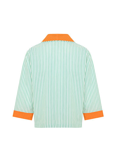 Lala's Playful Prince Green Striped Boys' Pajama Set - 4