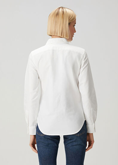 Custom Fit Beyaz Oxford Gömlek - Görsel 5