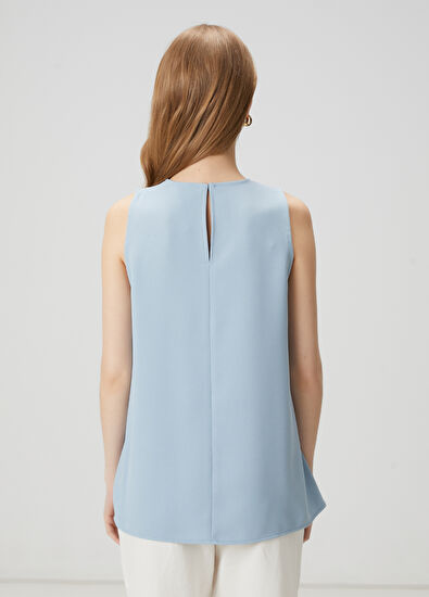 Beymen Club Açık Mavi Dökümlü Krep Bluz - 4