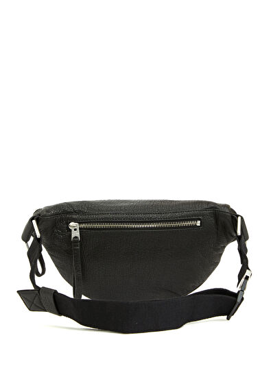 AllSaints Siyah Erkek Deri Bel Çantası - 4