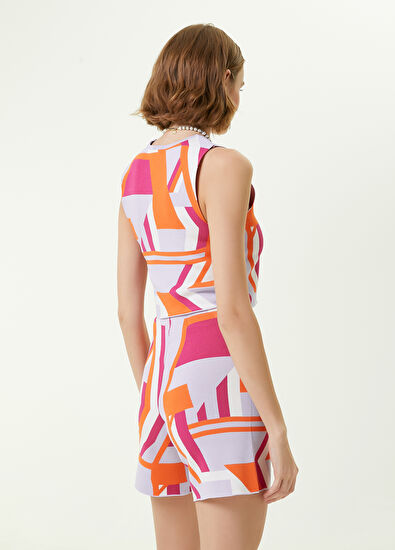 Beymen Club Bisiklet Yaka Geometrik Jakarlı Crop Atlet - 6