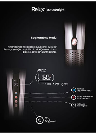 Relux RHS9000P Aerostraight Pembe Havalı Saç Düzleştirici - 5