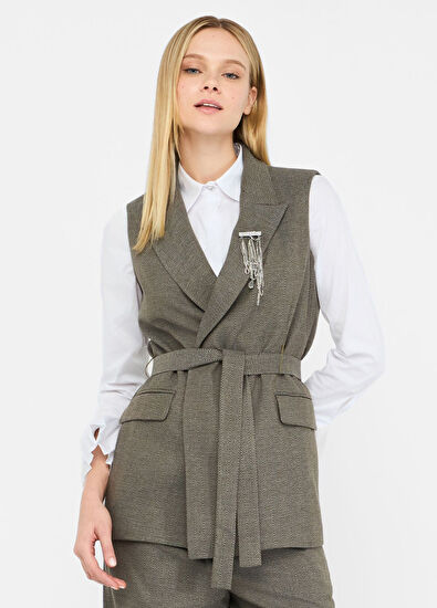 Liu Jo Antrasit Kemerli Kadın Yelek - 6