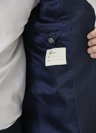 Navy Blue Eyelet Textured Blazer Beymen Club Navy Blue Eyelet Textured Blazer - 10