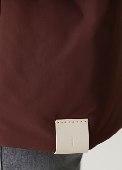 Jil Sander Bordo Kapüşonlu Mont - 6