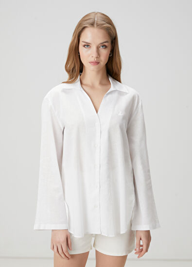 Beymen Club Beyaz Keten Gömlek - 3