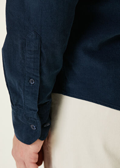 Beymen Club Comfort Fit Lacivert Kadife Corduroy Gömlek - 7