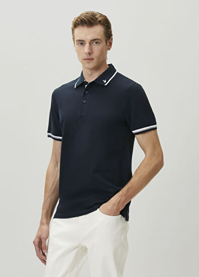 Beymen Club Lacivert Slim Fit Verev Çizgili Pike Polo T-shirt - 4
