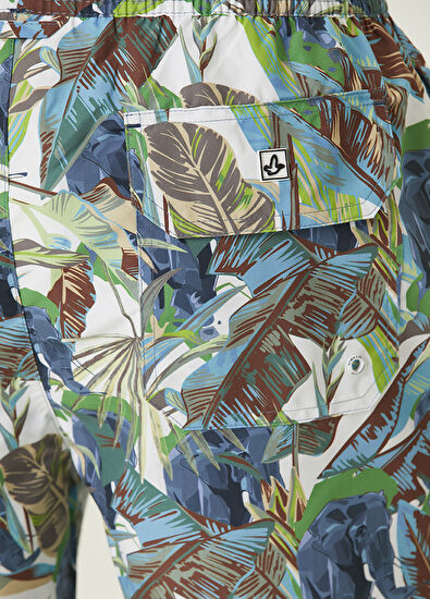 Beymen Club Mavi Yaprak ve Fil Desenli Mayo - 6