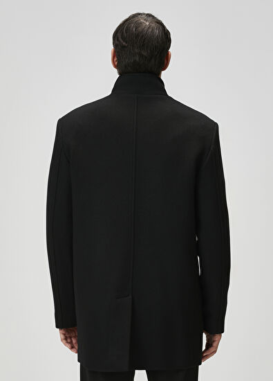 Beymen Club Siyah Diyagonal Dokulu Yün Kaban - 5