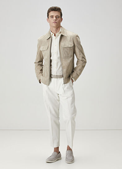 Beymen Club Beige Leather Jacket - 3