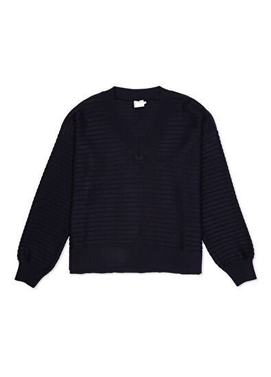 Beymen Club Oversize Navy Blue Wool Sweater - 7