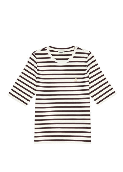 Beymen Club Beige Brown Striped T-Shirt - 7