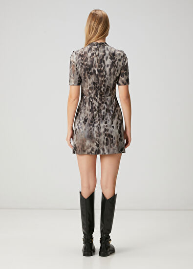 Beymen Club Kırmızı Leopar Desenli Mini Elbise - 6