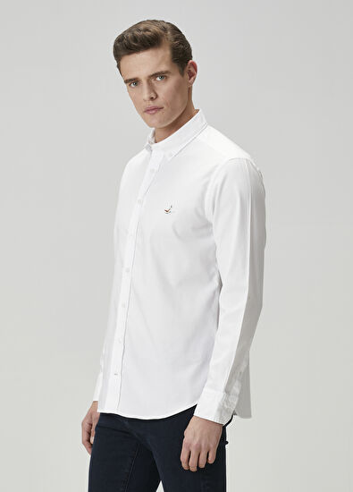 Beymen Club Slim Fit White Oxford Shirt - 4
