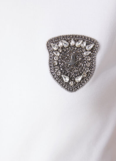 Beymen Club White Crystal Patch T-Shirt - 6
