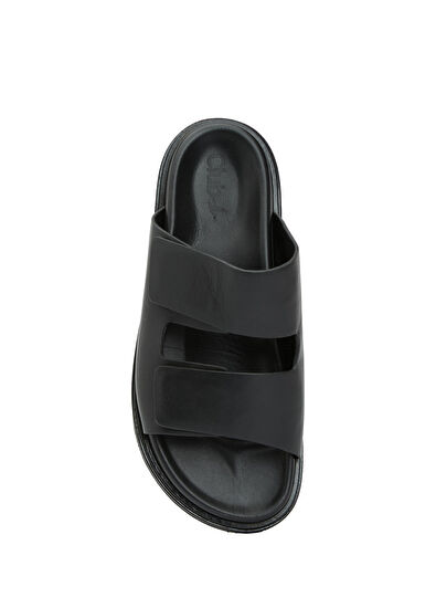Beymen Club Black Double Band Men's Leather Slippers - 4
