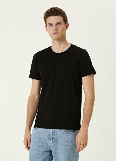 Academia Siyah Yıpratma Detaylı Basic T-shirt - 3