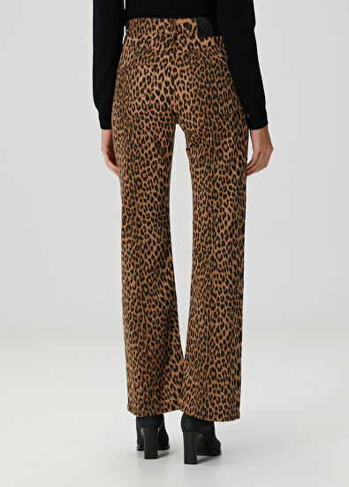 Evy Wide Leg Leopar Desenli Jean Pantolon - Görsel 5