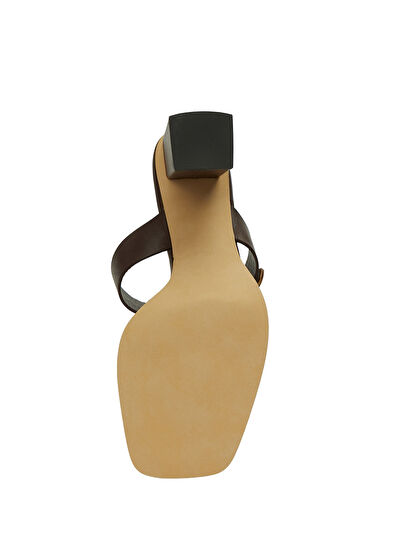 Beymen Club Brown Amorphous Buckle Women's Leather Slippers - 5
