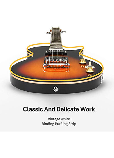 Donner DLP-124S LP Sunburst Electric Guitar Package - 4